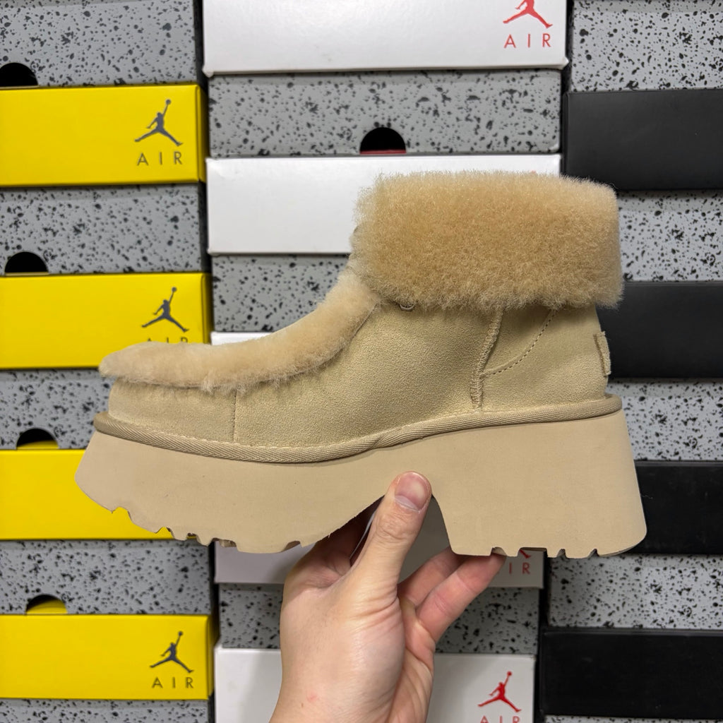UGG Sand Plush-Trim Platform Ankle Boots