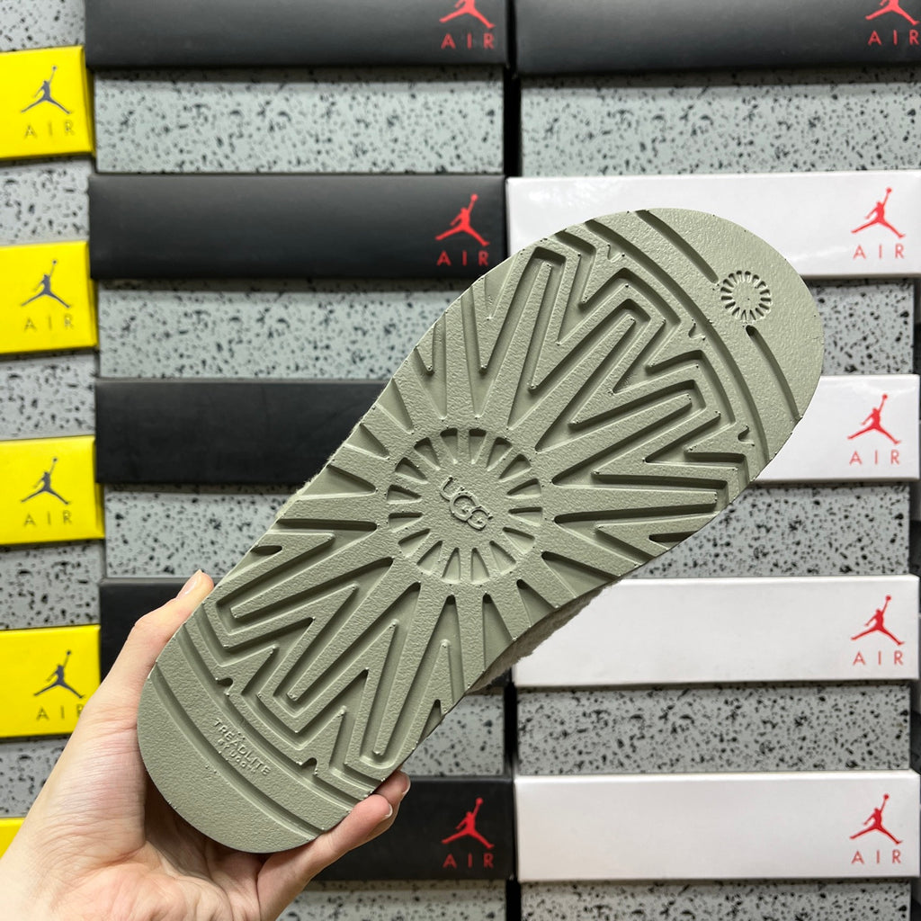 UGG Sage Green Cross-Strap Platform Slippers