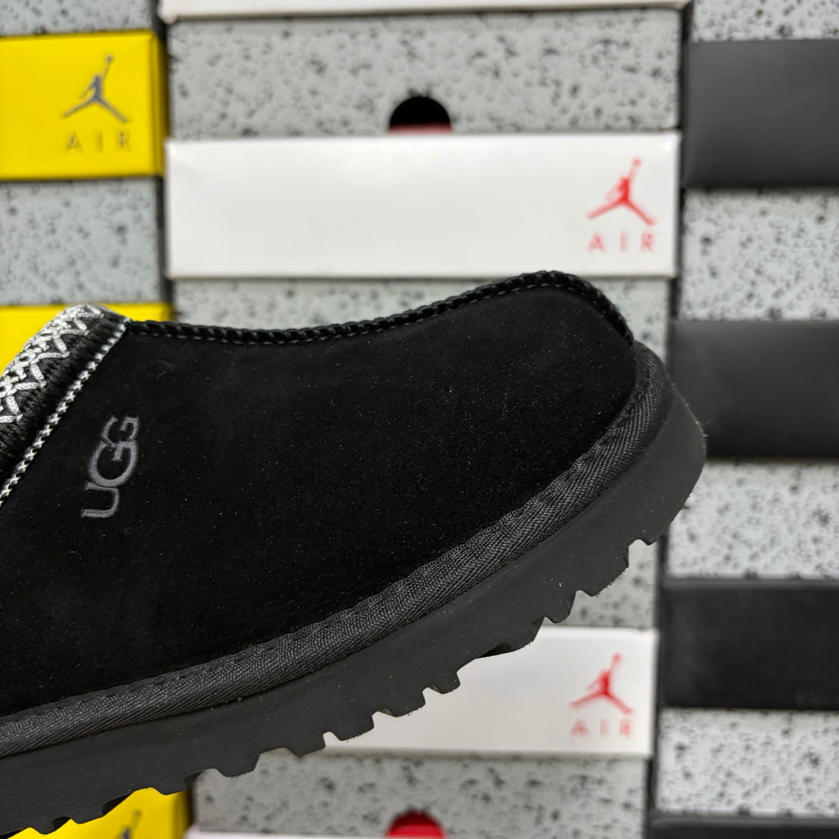 UGG Black Braided-Trim Low-Profile Slip-On Shoes