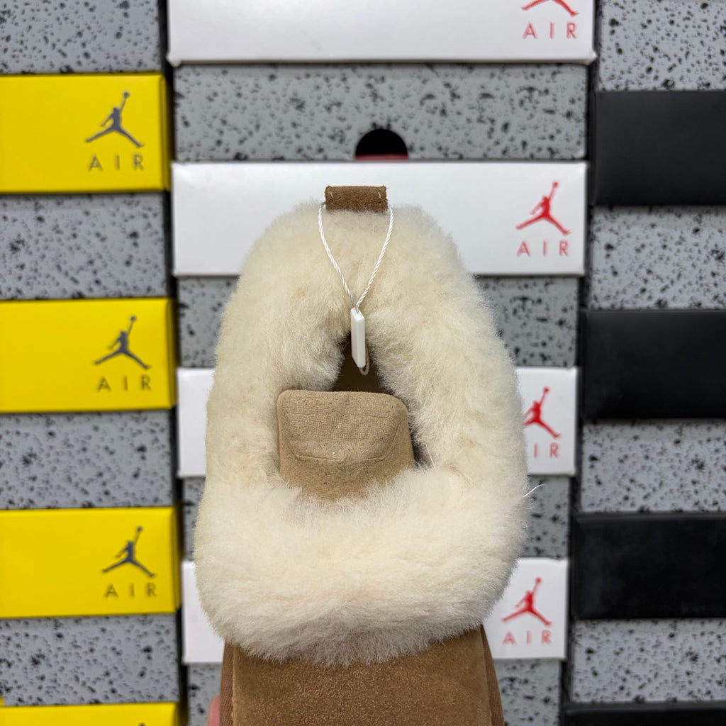 UGG Chestnut Plush-Collar Platform Slip-On Shoes