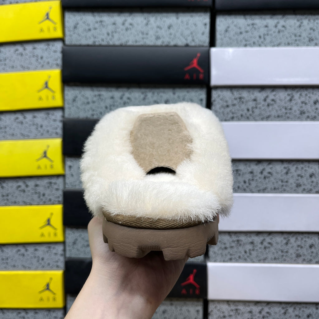 UGG Light Copper Plush-Collar Slippers