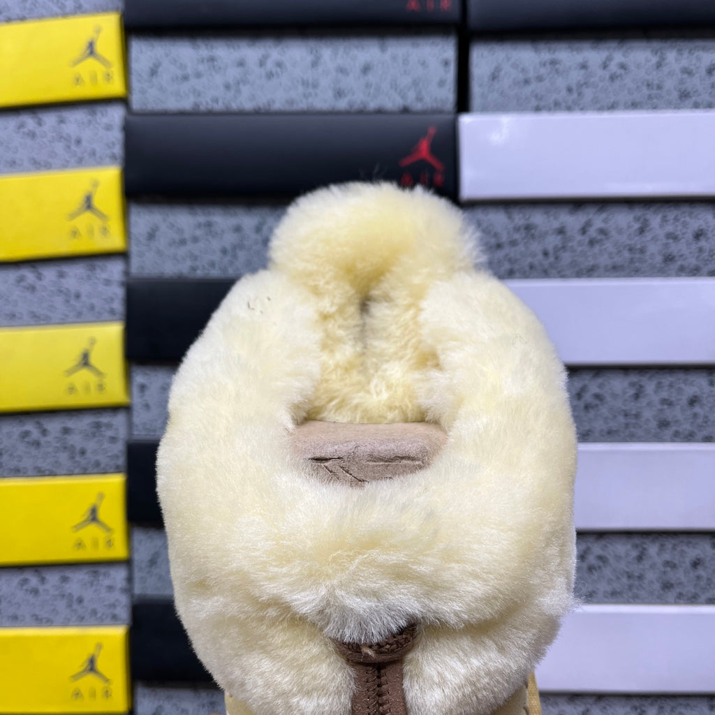 UGG Soft Yellow Plush-Collar Slippers