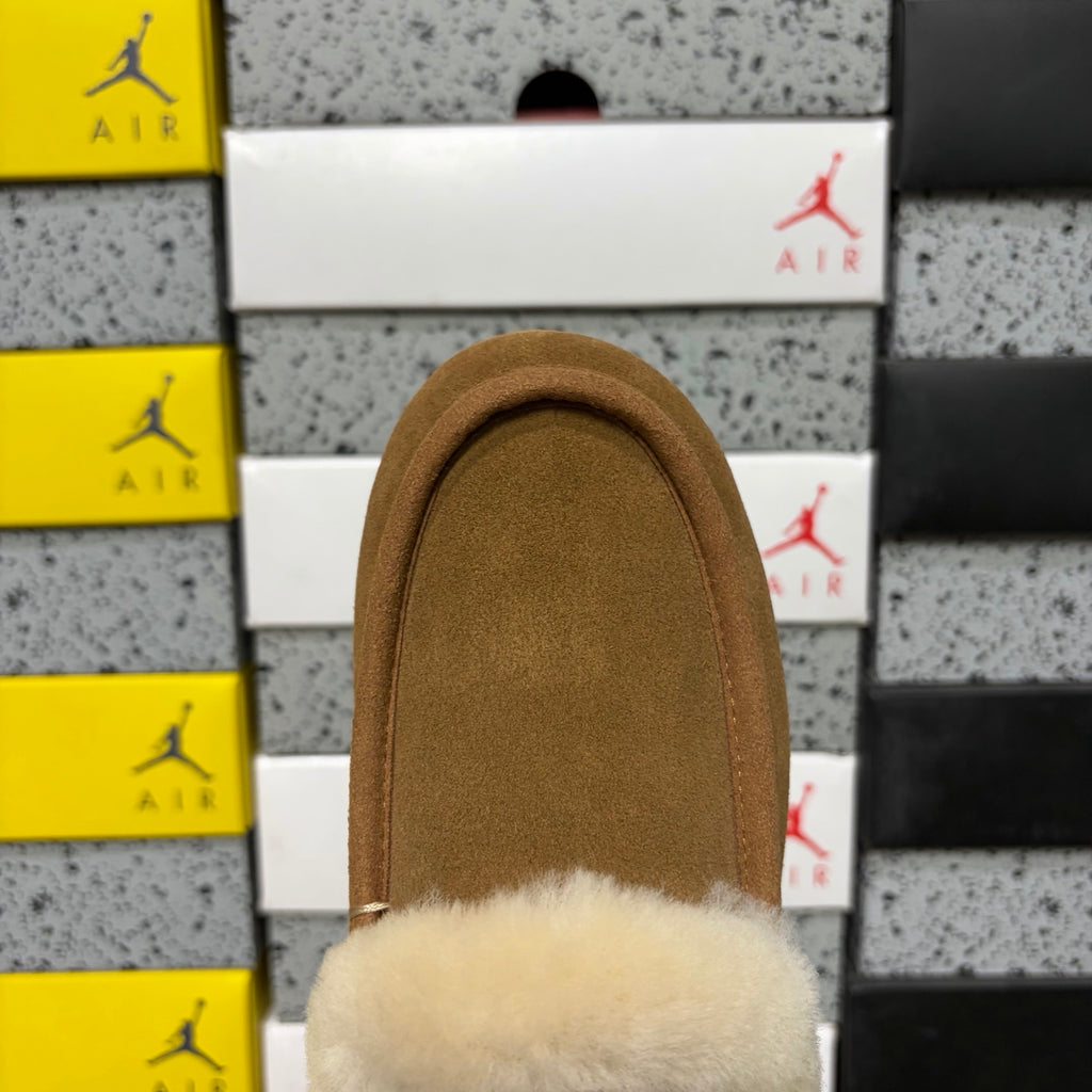 UGG Chestnut Plush-Collar Mule Slippers
