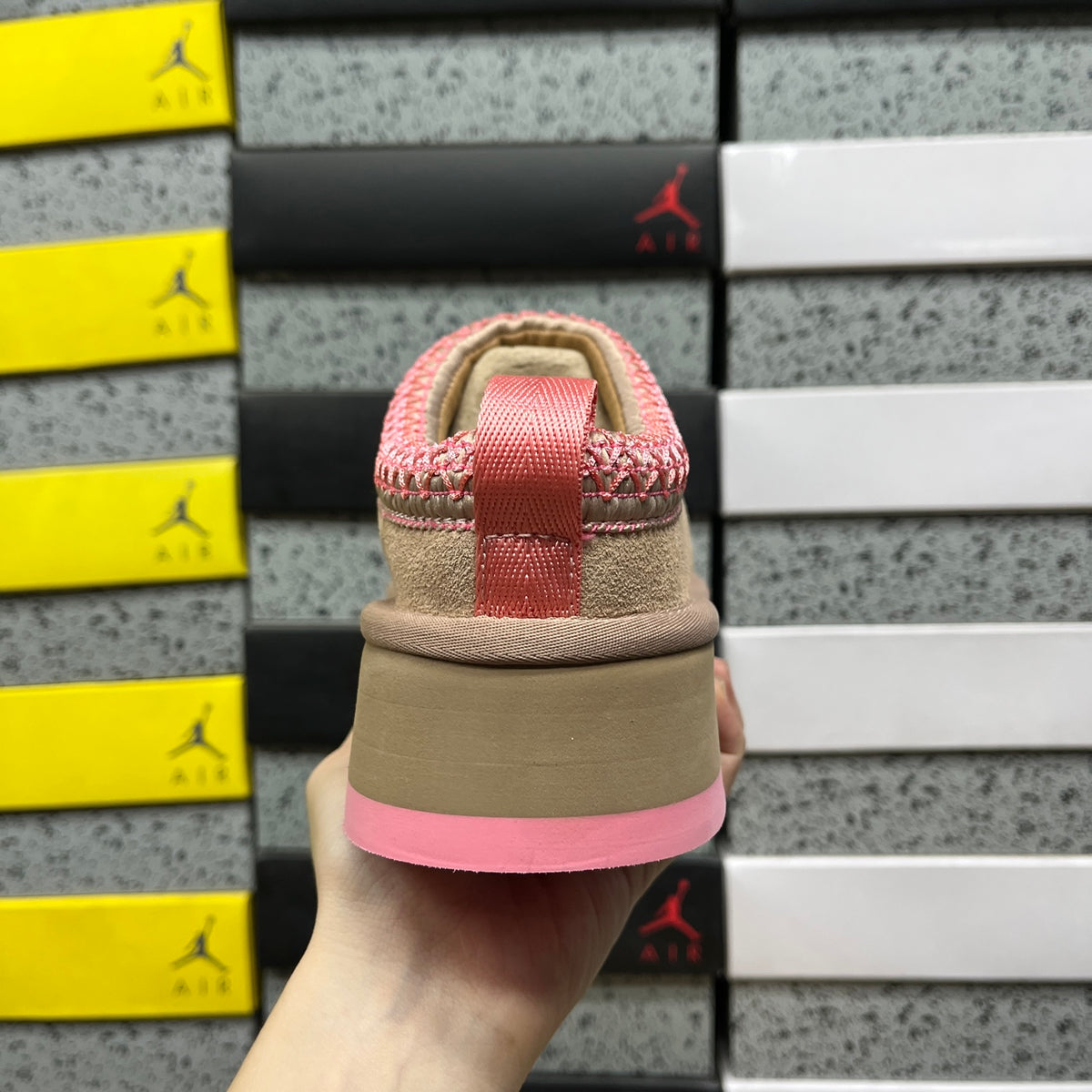 UGG Tan & Pink Braided-Trim Slip-On Shoes
