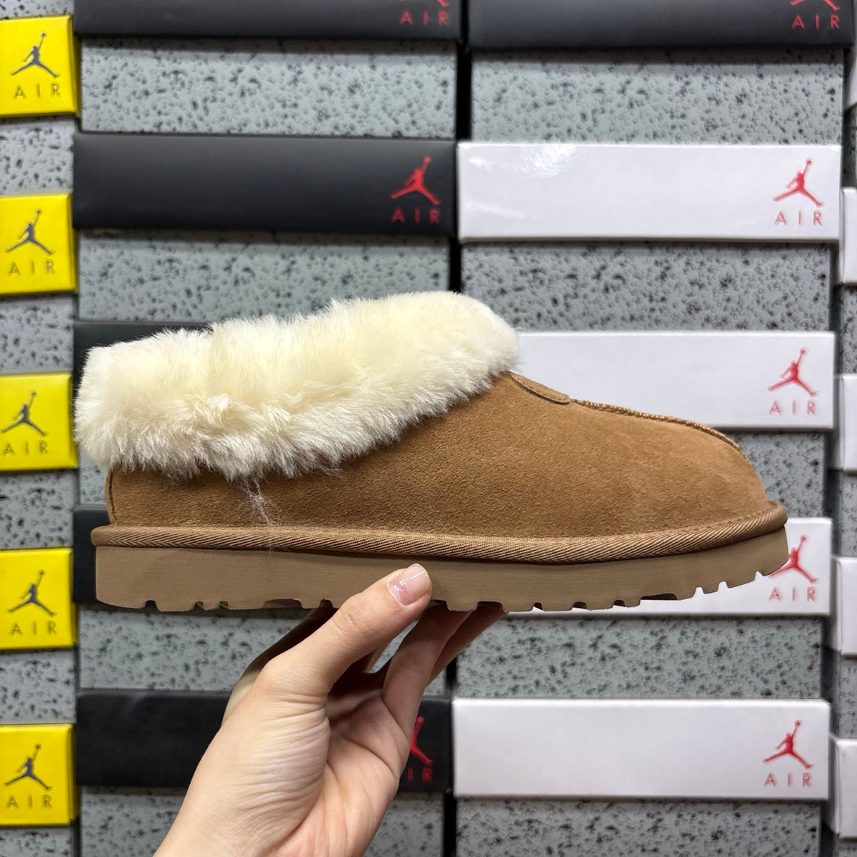 UGG Chestnut Plush-Collar Slip-On Shoes