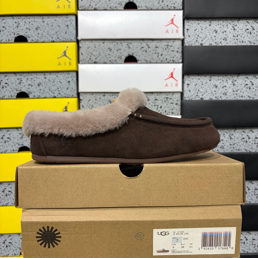 UGG Cocoa Brown Plush-Collar Mule Slippers