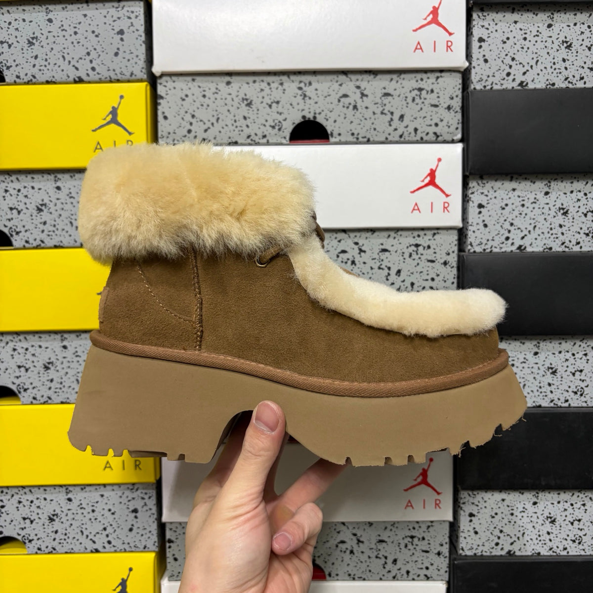 UGG Chestnut Plush-Trim Platform Ankle Boots