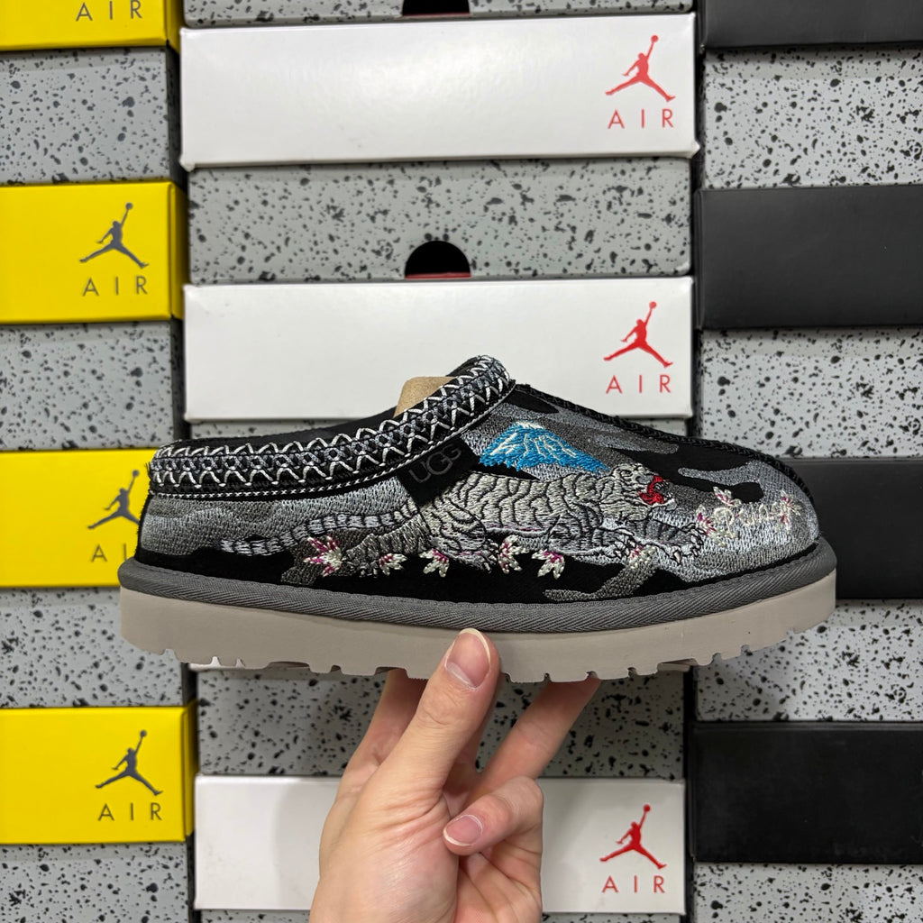 UGG Black Dragon & Tiger Embroidered Slip-On Shoes