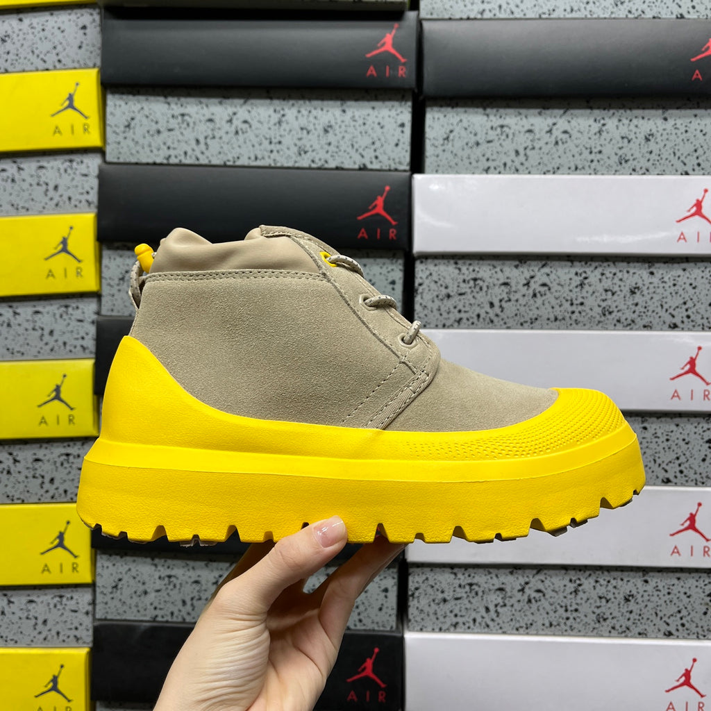 UGG Beige & Yellow Lace-Up Platform Ankle Boots