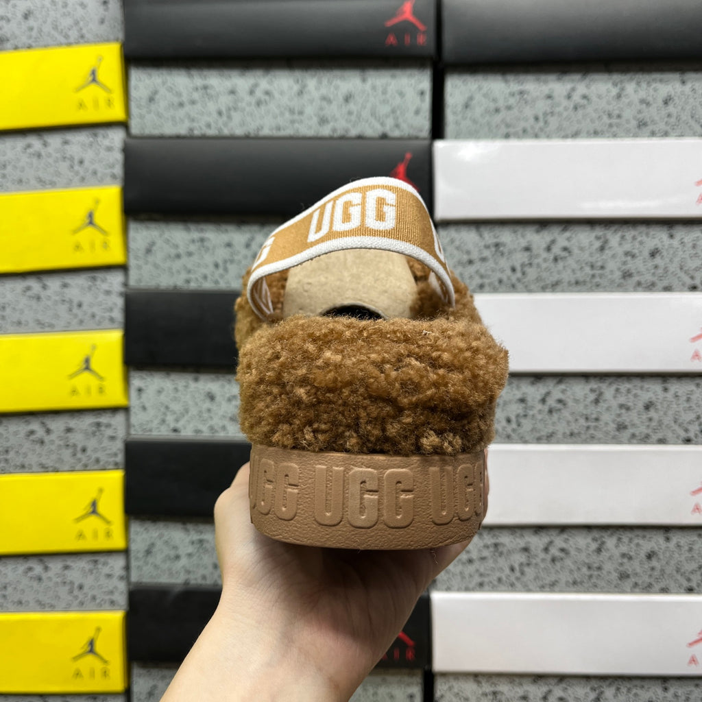 UGG Chestnut Cross-Strap Platform Slippers