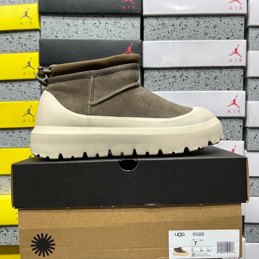 UGG Olive & Off-White Slip-On Platform Ankle Boots