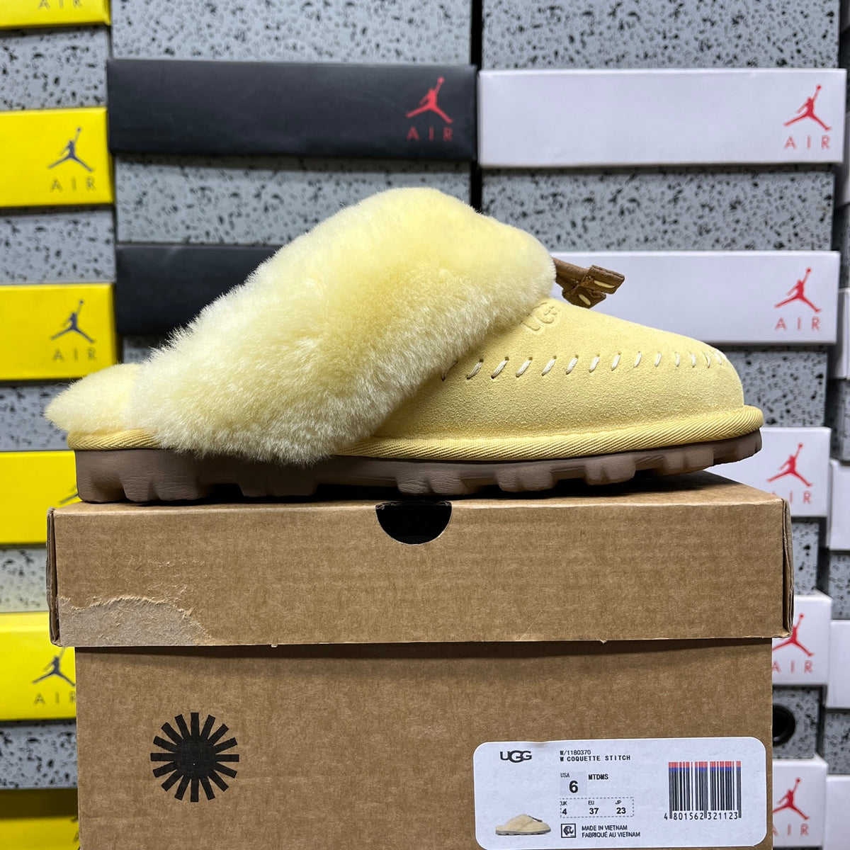 UGG Soft Yellow Plush-Collar Slippers