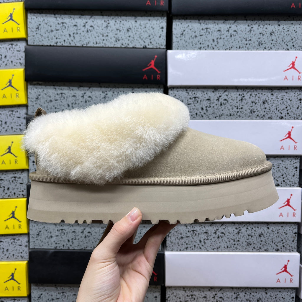UGG Sand Plush-Collar Platform Slip-On Shoes