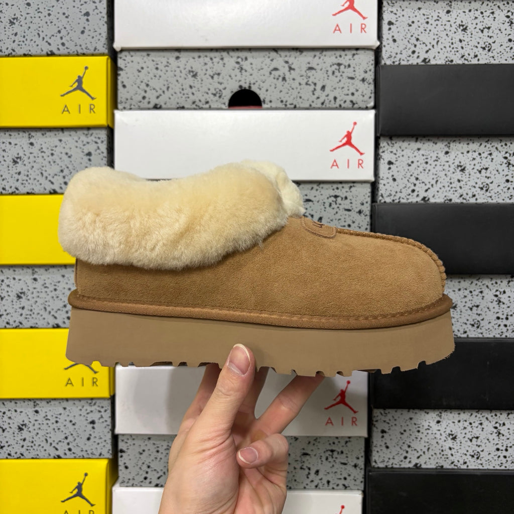 UGG Chestnut Plush-Collar Slip-On Shoes