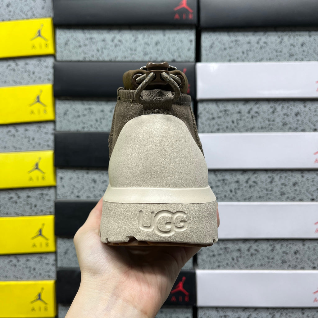 UGG Olive & Off-White Slip-On Platform Ankle Boots