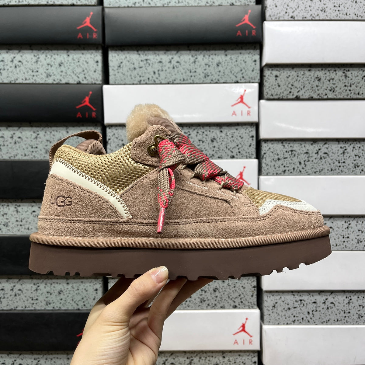 UGG Brown & Pink Lace-Up Platform Shoes