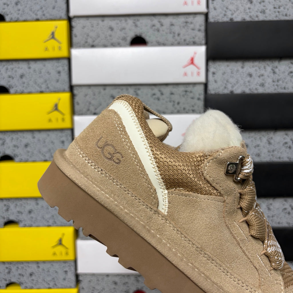 UGG Sand Low-Top Lace-Up Shoes with Plush Trim | 4032