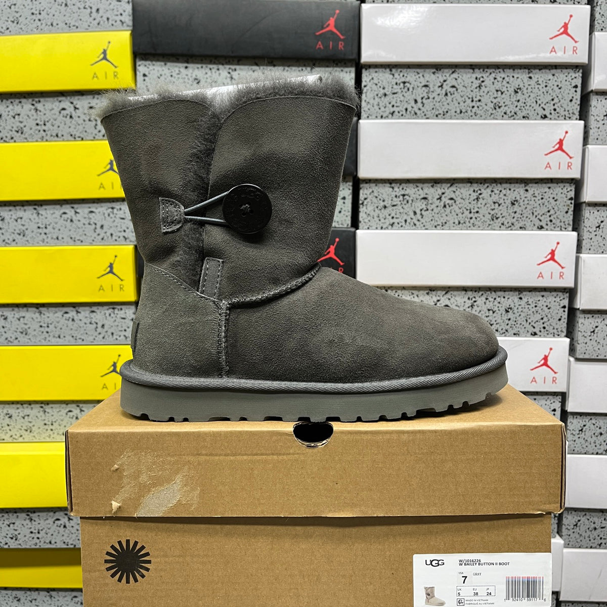 UGG Grey Button Mid-Calf Boots
