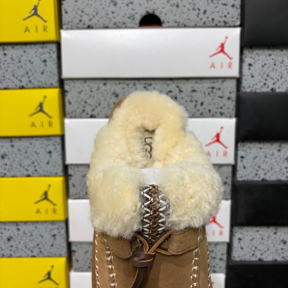 UGG Chestnut Plush-Collar Mule Slippers