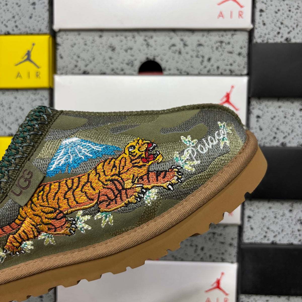 UGG Olive Green Dragon & Tiger Embroidered Slip-On Shoes