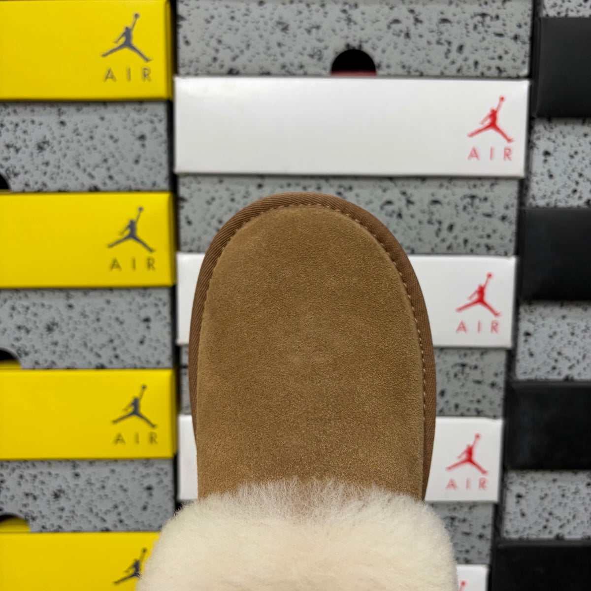 UGG Chestnut Plush-Collar Platform Slip-On Shoes