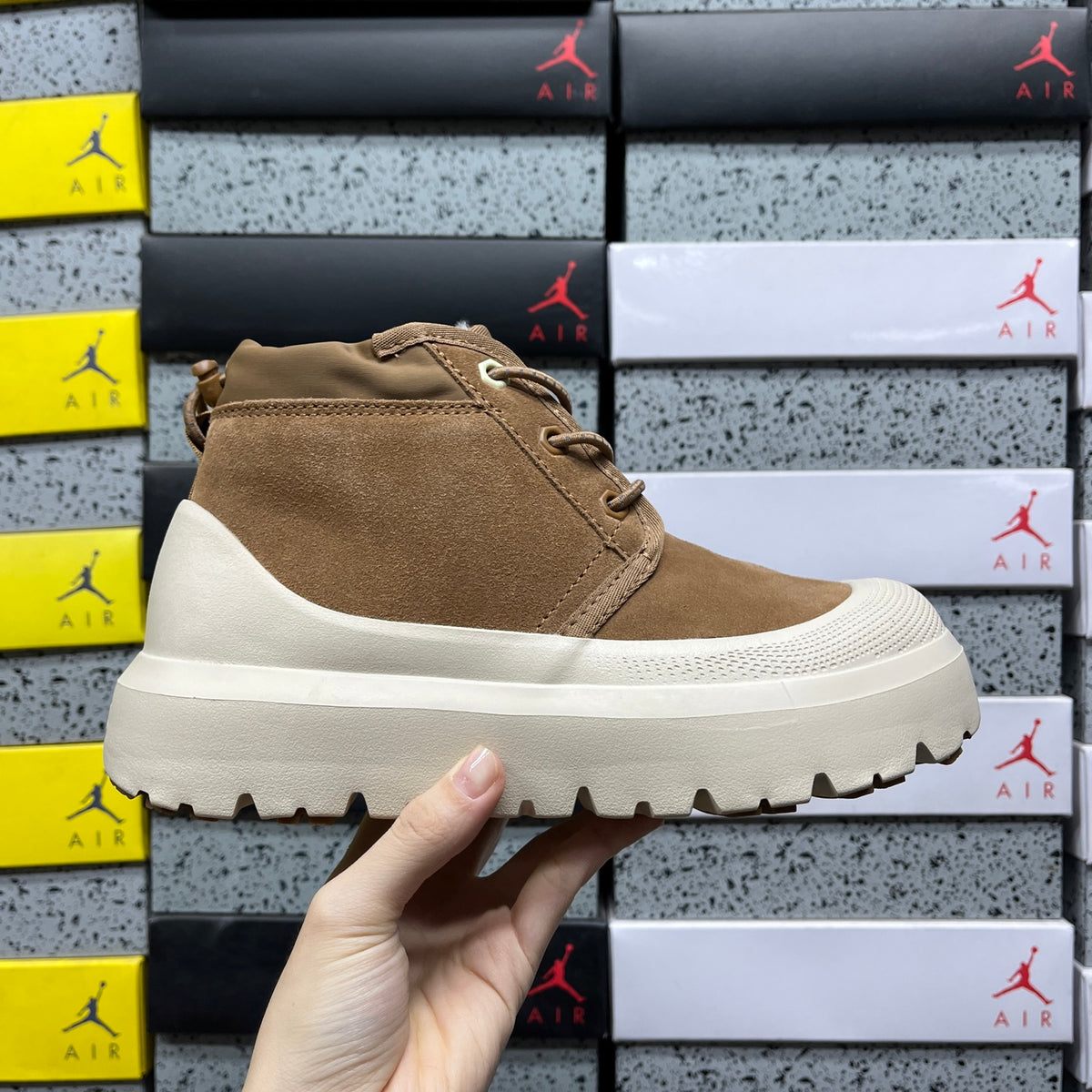 UGG Chestnut & Off-White Lace-Up Platform Ankle Boots