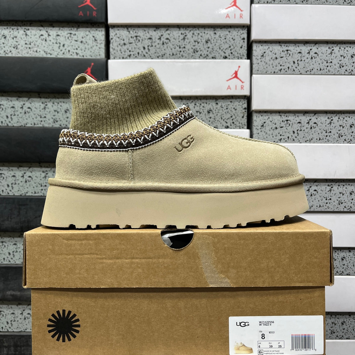 UGG Mustard Seed Knit-Collar Platform Ankle Boots