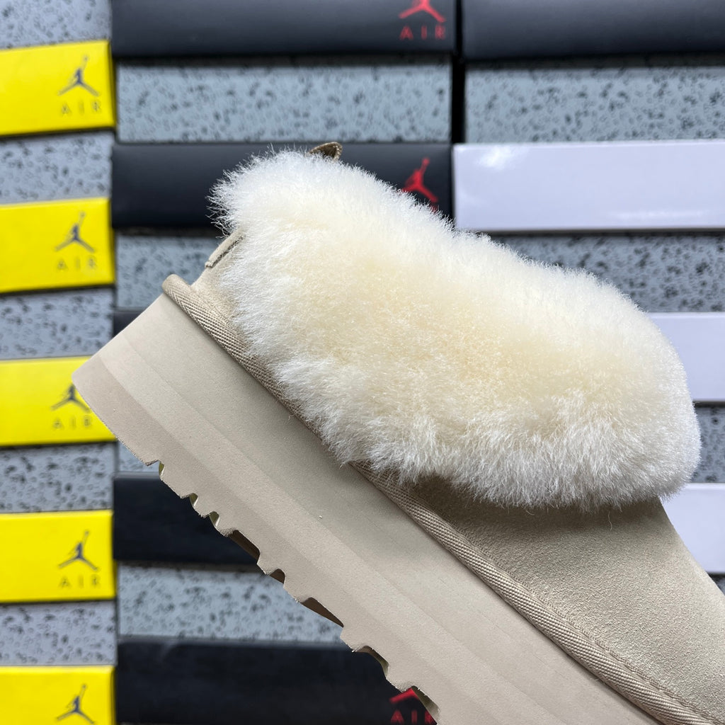 UGG Sand Plush-Collar Platform Slip-On Shoes