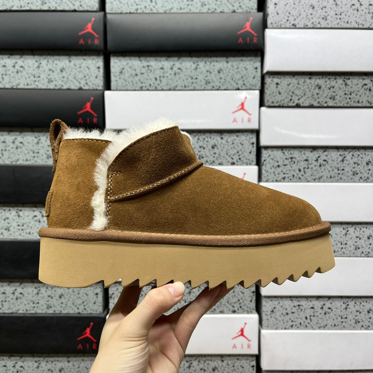 UGG Chestnut Platform Ankle Boots with Plush Trim | 1184115