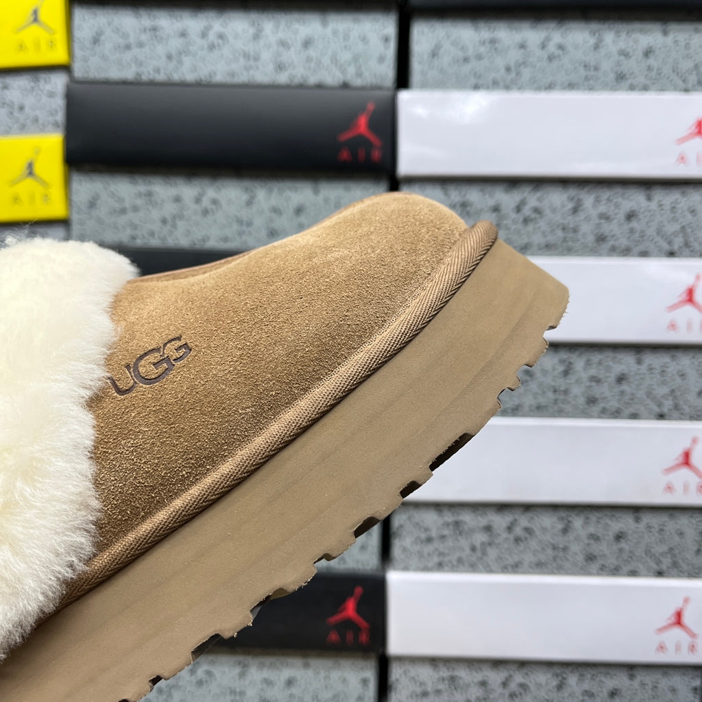 UGG Chestnut Plush-Collar Slip-On Shoes