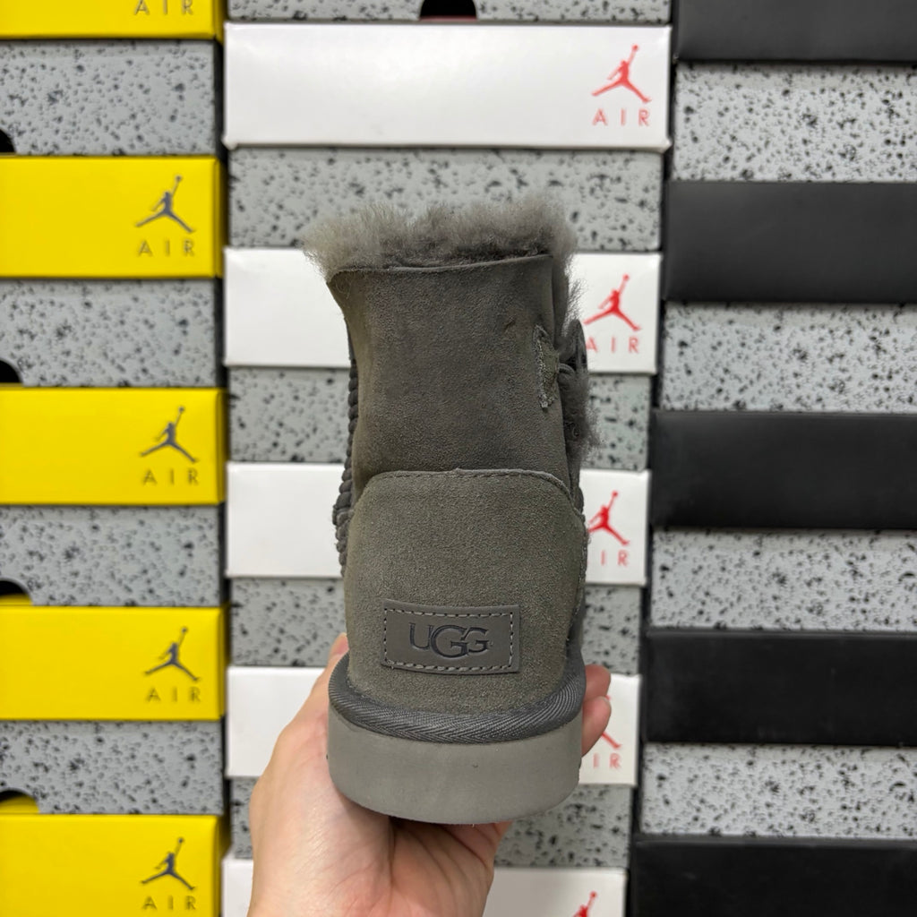 UGG Gray Button Boots with Plush Lining
