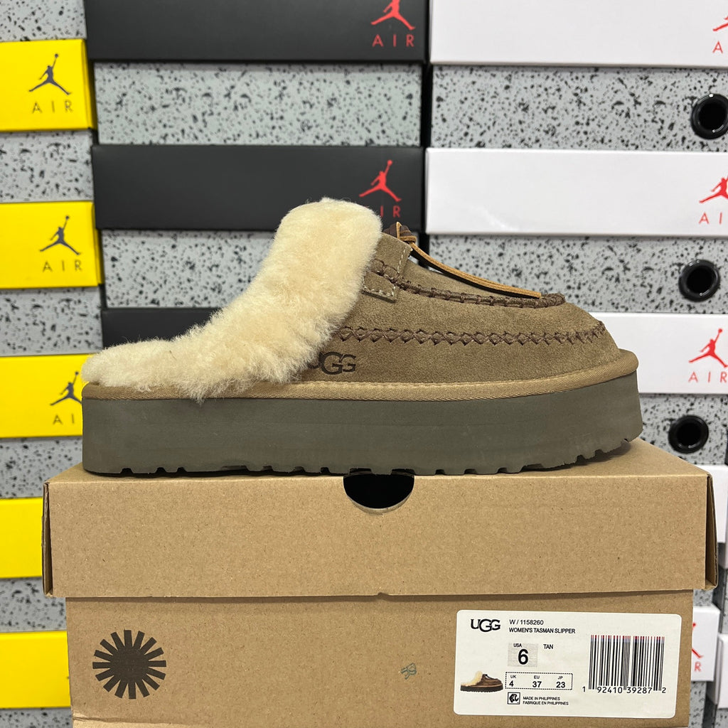 UGG Walnut Plush-Collar Mule Slippers