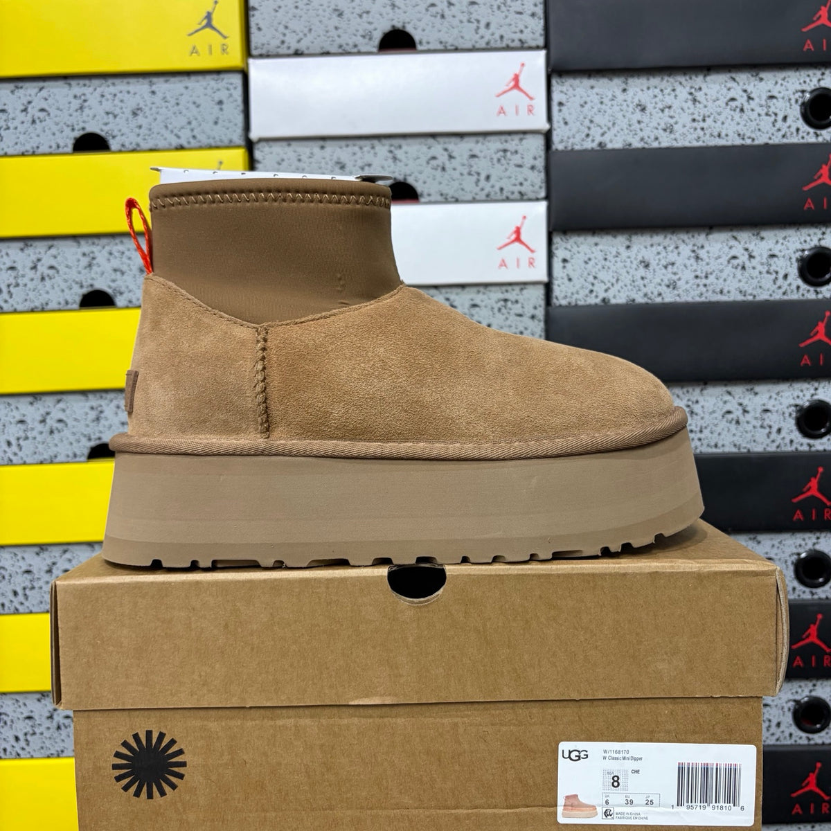 UGG Brown Platform Ankle Boots with Contrast Pull Tab | 8170