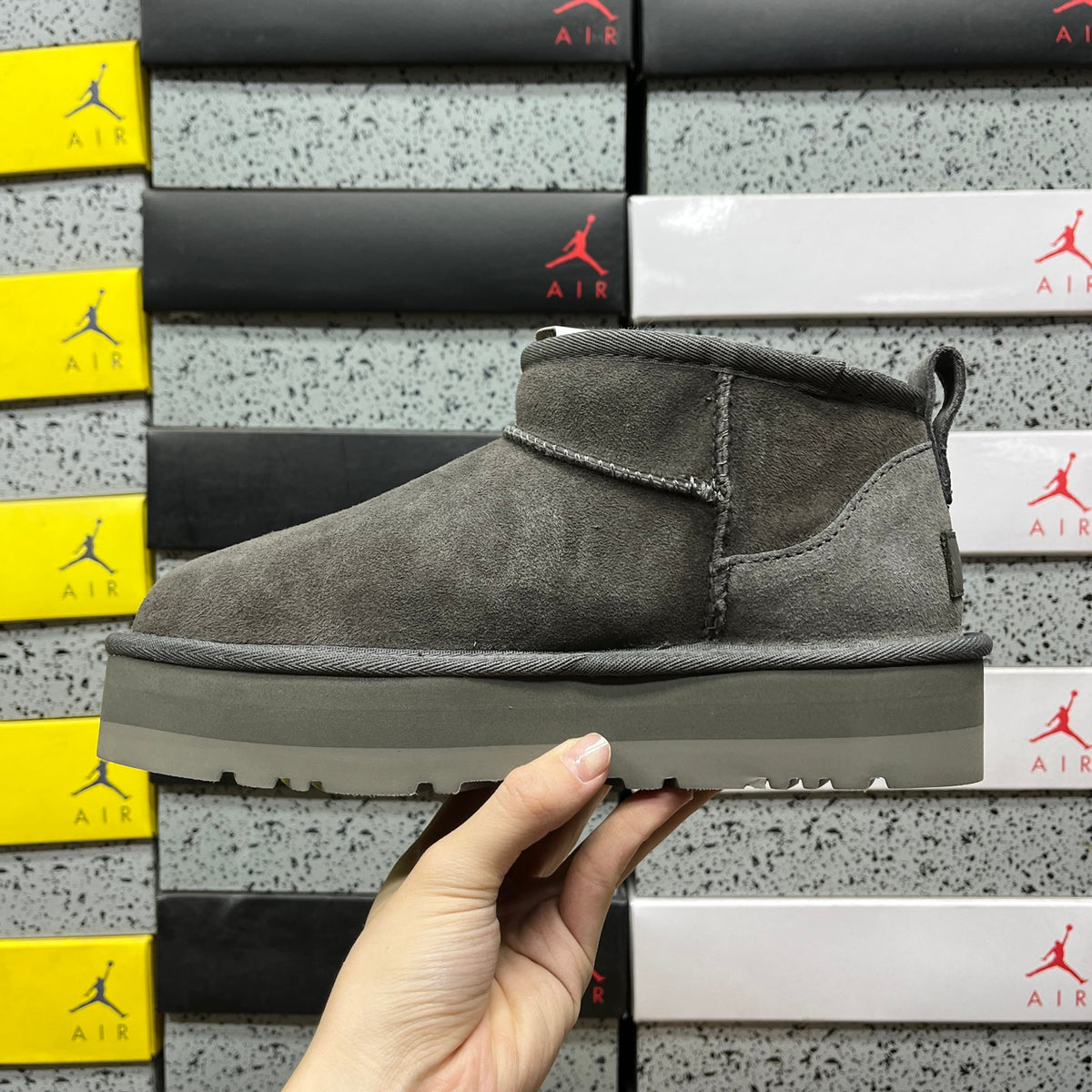 UGG Grey 3 cm Platform Ankle Boots