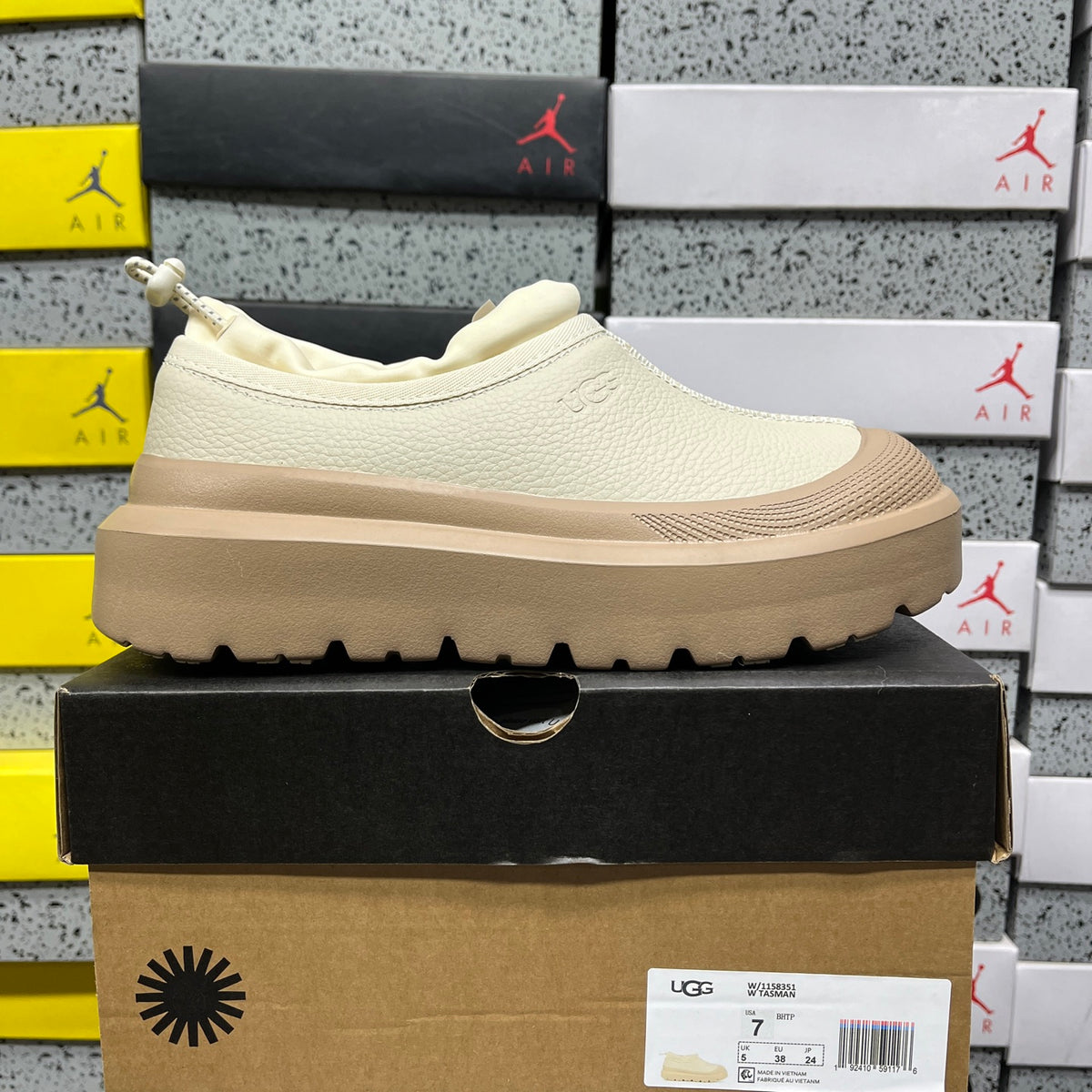 UGG White & Tan Slip-On Platform Shoes