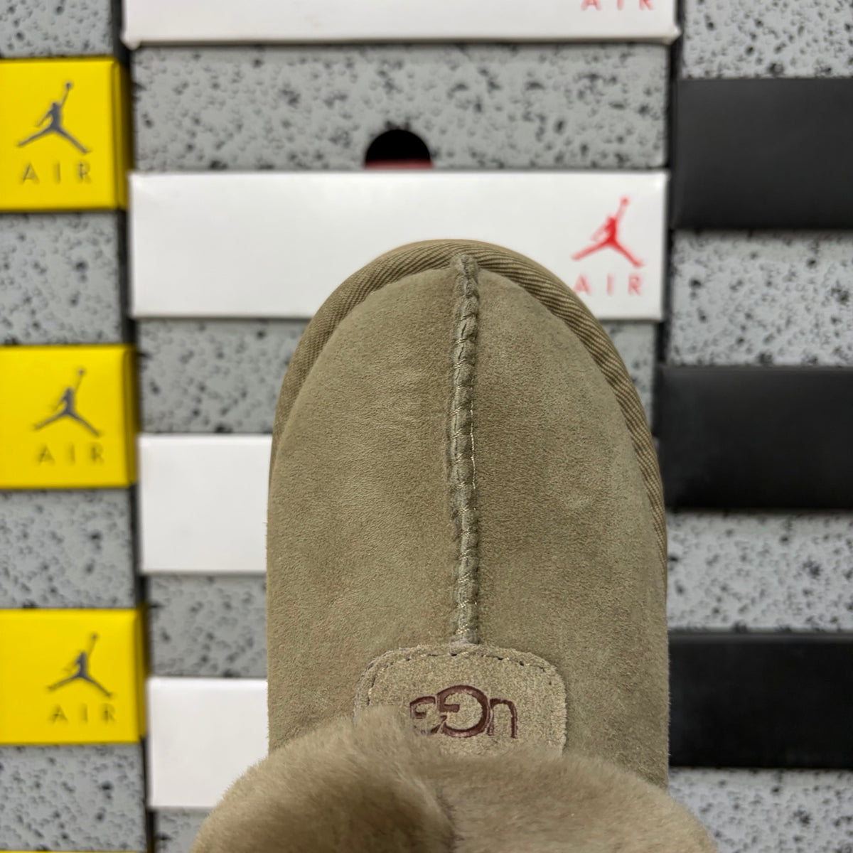 UGG Antelope Brown Plush-Collar Slip-On Shoes
