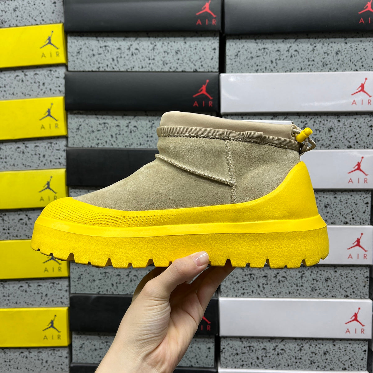 UGG Sand & Yellow Slip-On Platform Ankle Boots