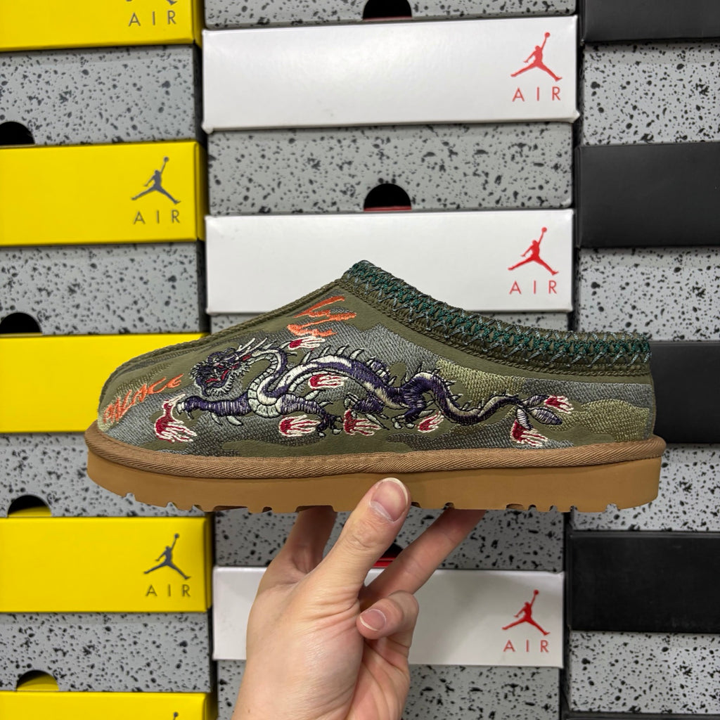 UGG Olive Green Dragon & Tiger Embroidered Slip-On Shoes