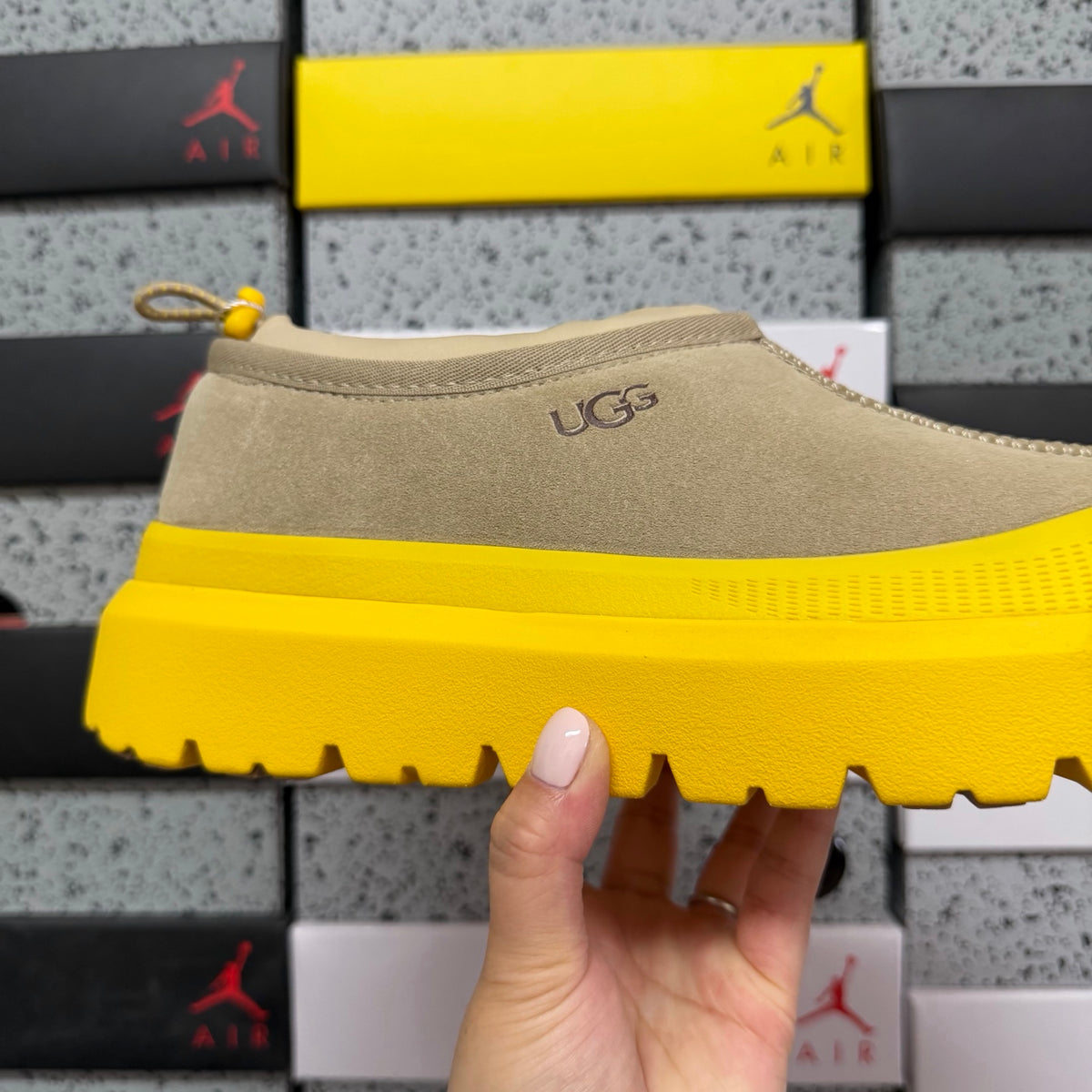UGG Tasman Sand Slip-On Shoes with Yellow Chunky Sole | 4096