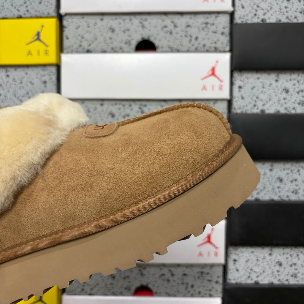 UGG Chestnut Plush-Collar Slip-On Shoes