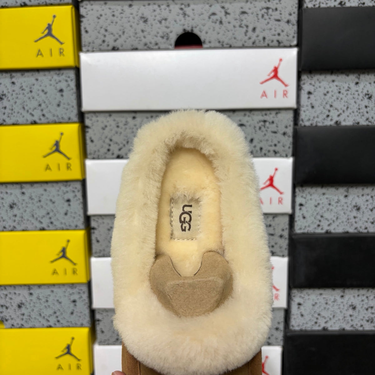 UGG Chestnut Plush-Collar Mule Slippers