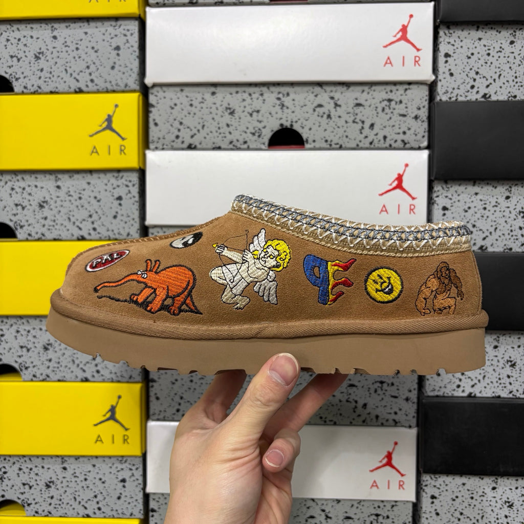 UGG Chestnut Cartoon-Embroidered Braided-Trim Slip-On Shoes