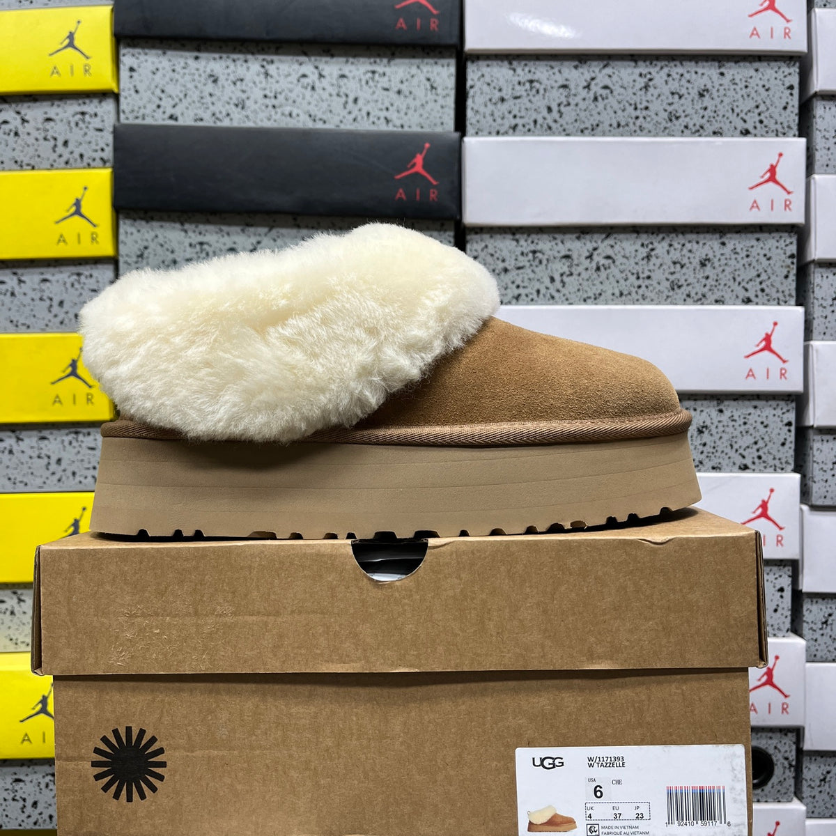 UGG Chestnut Plush-Collar Platform Slip-On Shoes