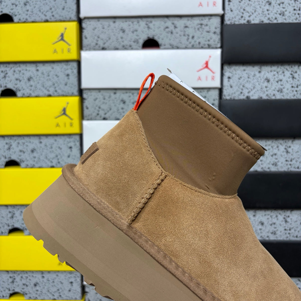 UGG Brown Platform Ankle Boots with Contrast Pull Tab | 8170