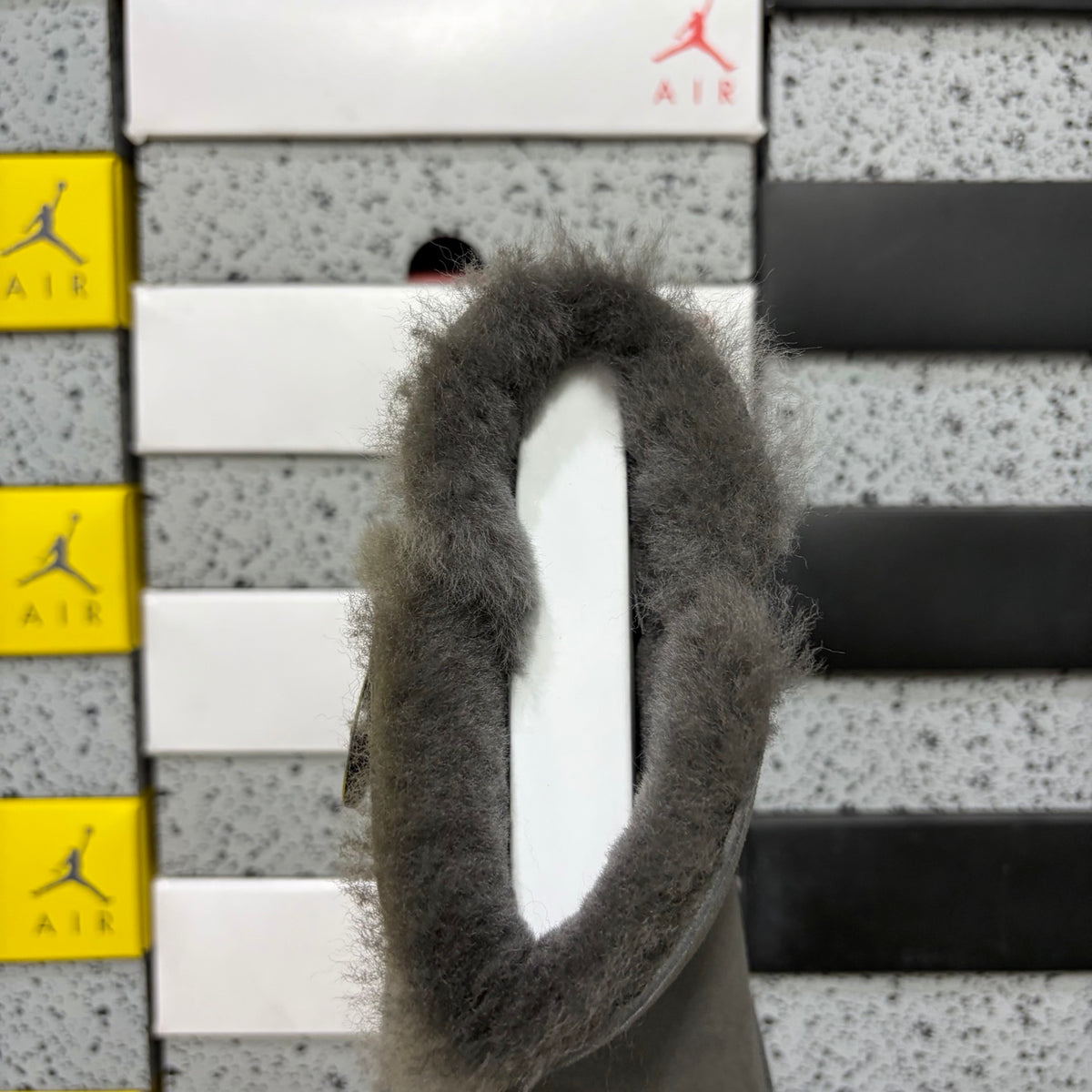 UGG Gray Button Boots with Plush Lining