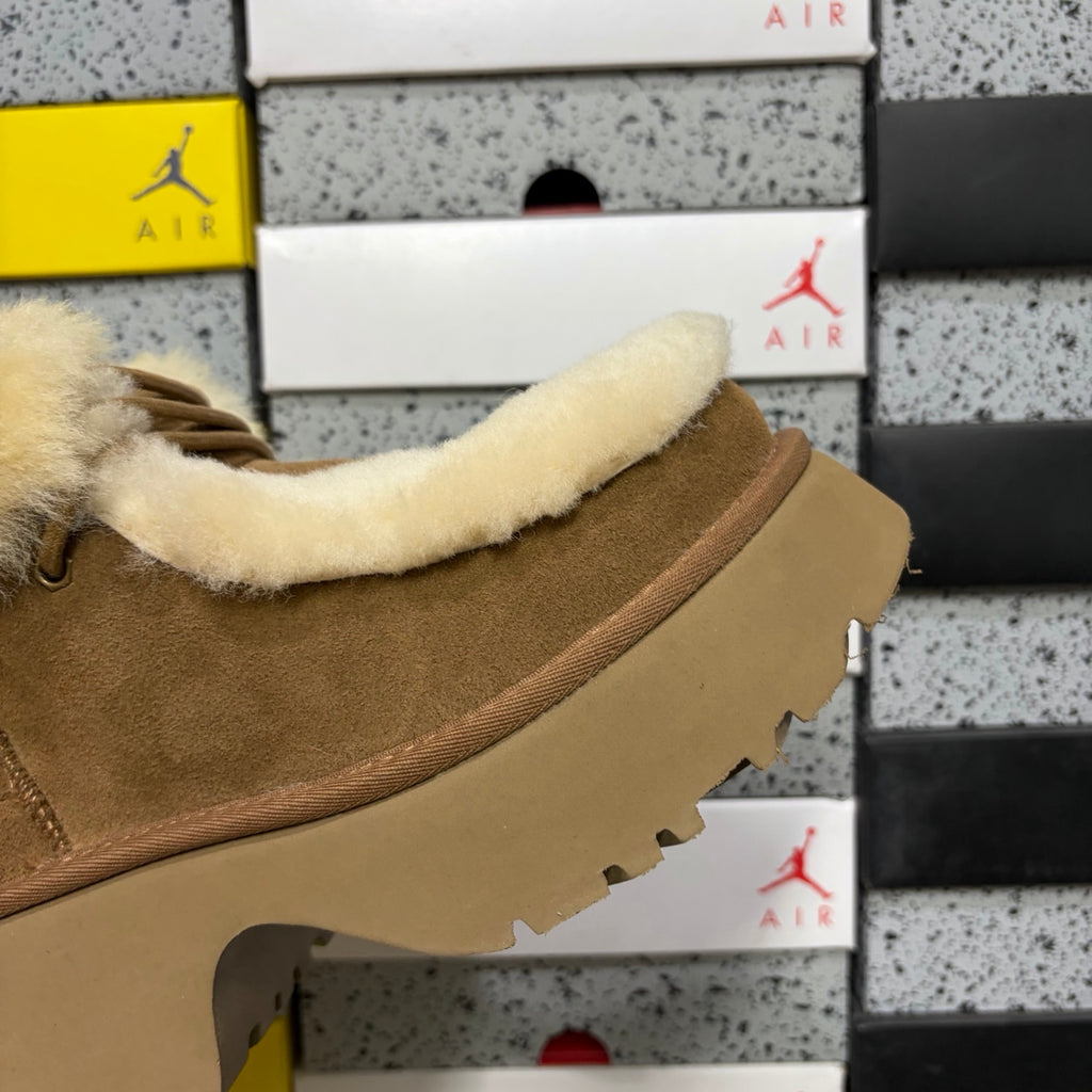 UGG Chestnut Plush-Trim Platform Ankle Boots