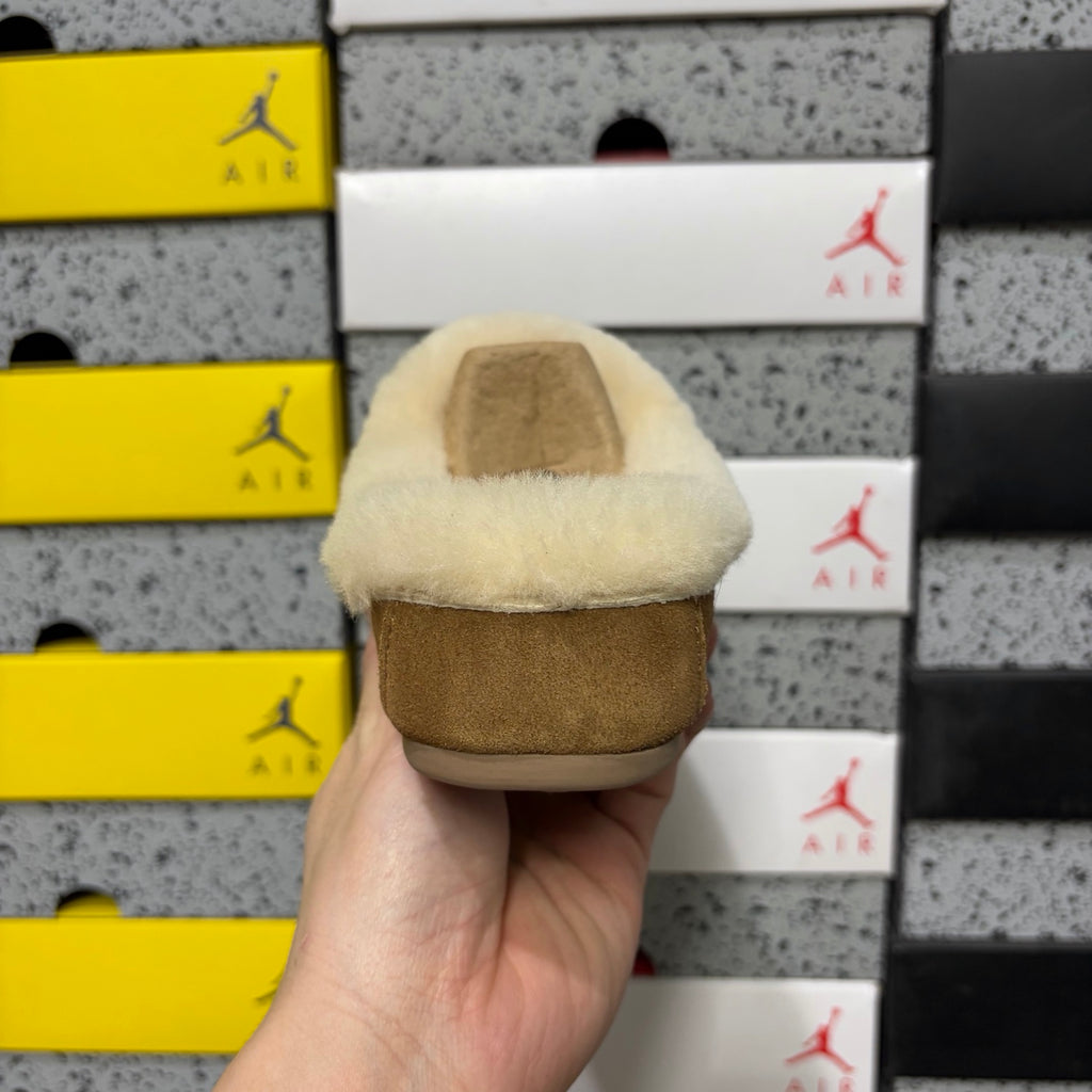 UGG Chestnut Plush-Collar Mule Slippers