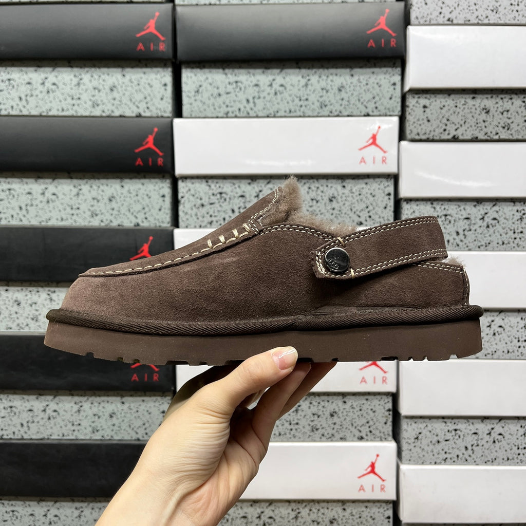 UGG Dark Brown Buckle-Strap Clogs