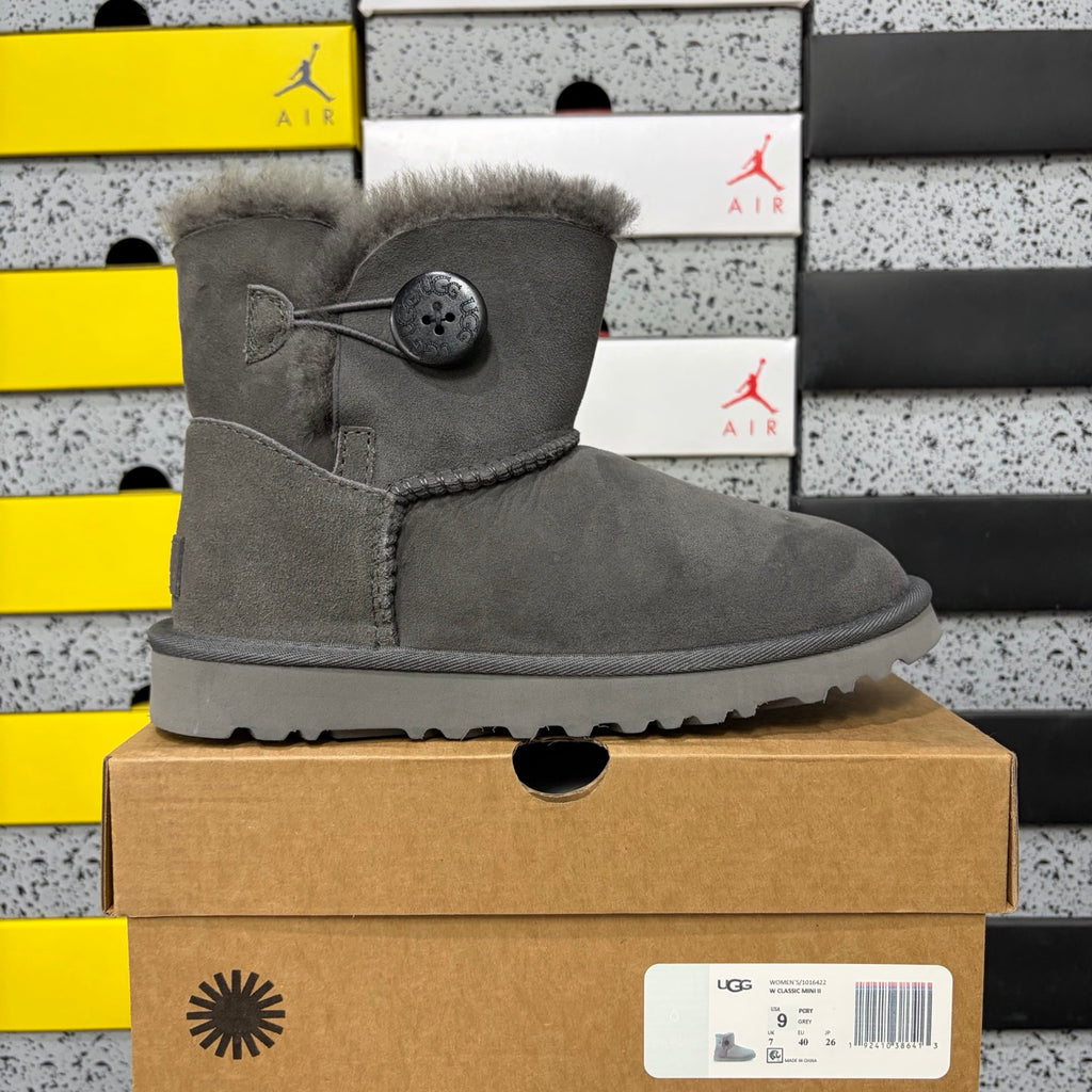 UGG Gray Button Boots with Plush Lining