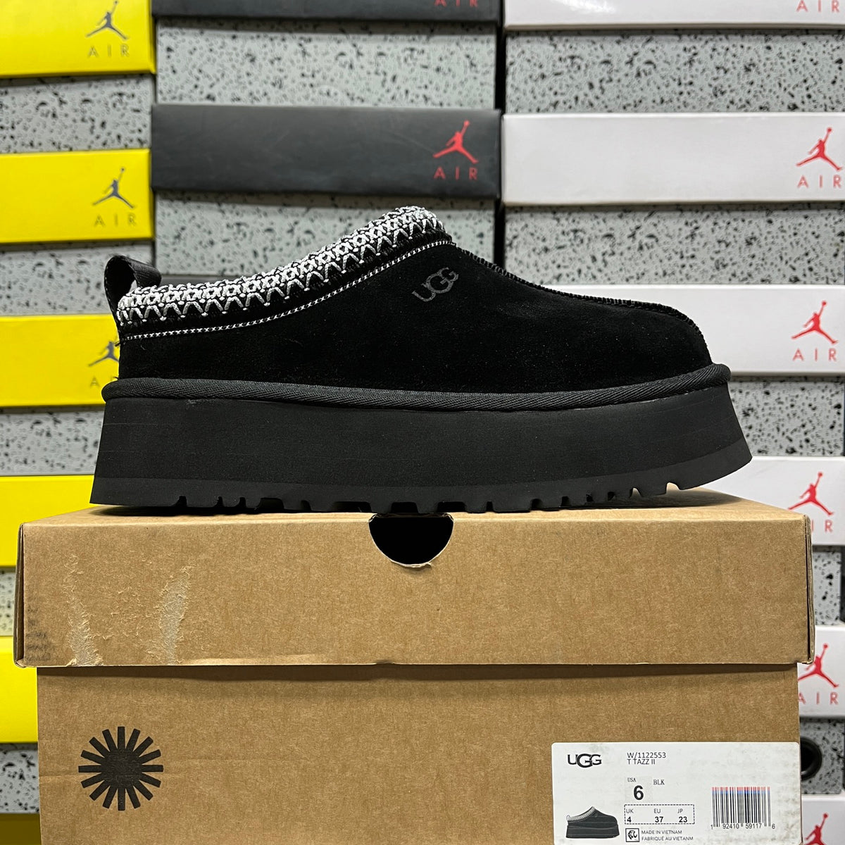 UGG Black Braided-Trim Platform Slip-On Shoes